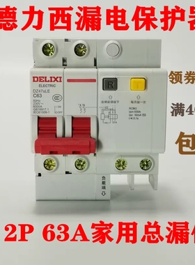 德力西漏电断路保护器DZ47sLE 2P 32A 63A 100A两相漏保空开125A