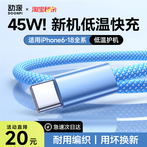 动派苹果双Type-C快充数据线