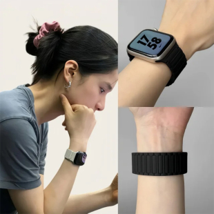 明星同款动派适用S10新款苹果S11手表iwatch9表带applewatch9磁吸硅胶S8腕带Ultra女款SE运动8男S7高级10冬季