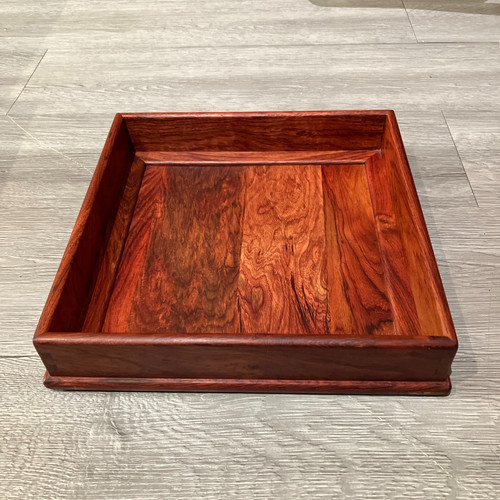 缅甸花梨木方茶盒托盘实木天然纹理餐盘甜品盘茶盘大果紫檀托盘