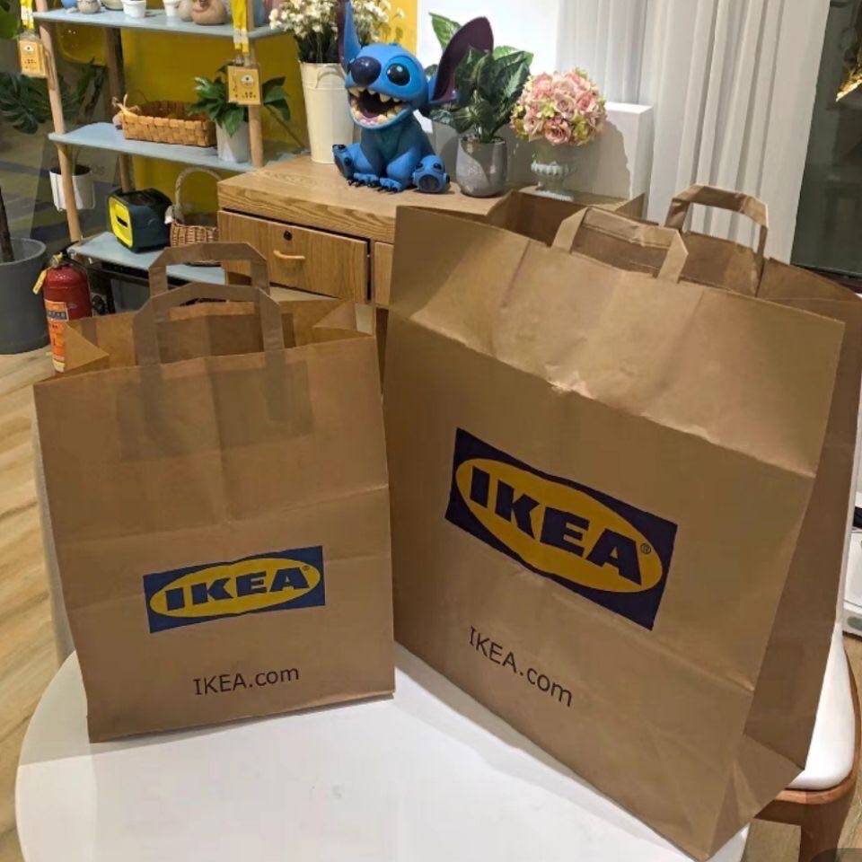 宜家国内代购IKEA标志牛皮纸袋大号礼品袋子纸袋手提袋生精美