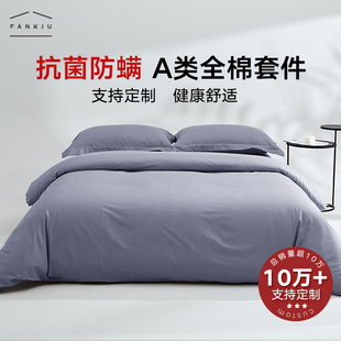 A类100棉防螨全棉四件套纯棉床笠抗菌床上用品儿童被套床单四件套