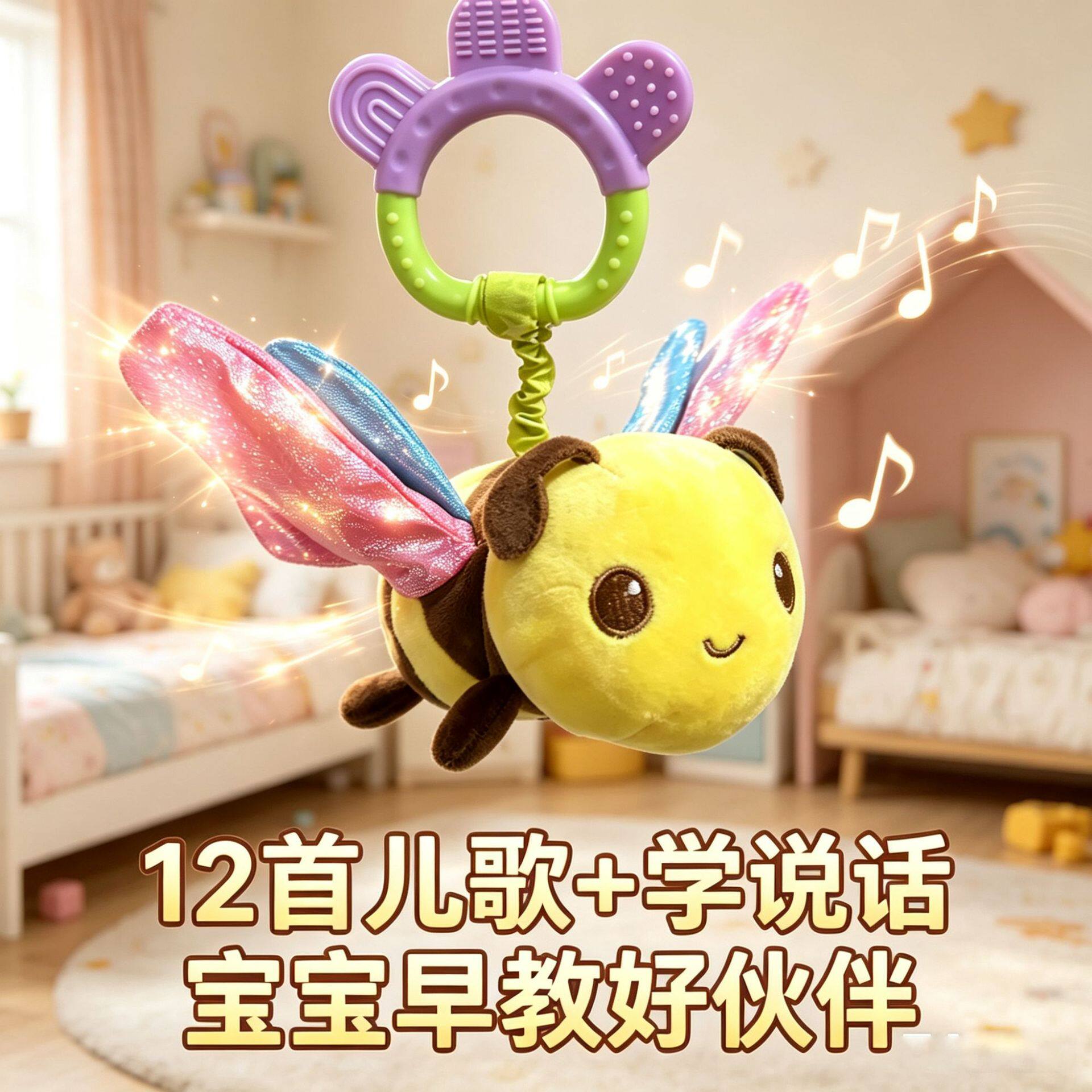 蝴蝶振翅音乐婴儿安抚玩偶挂件