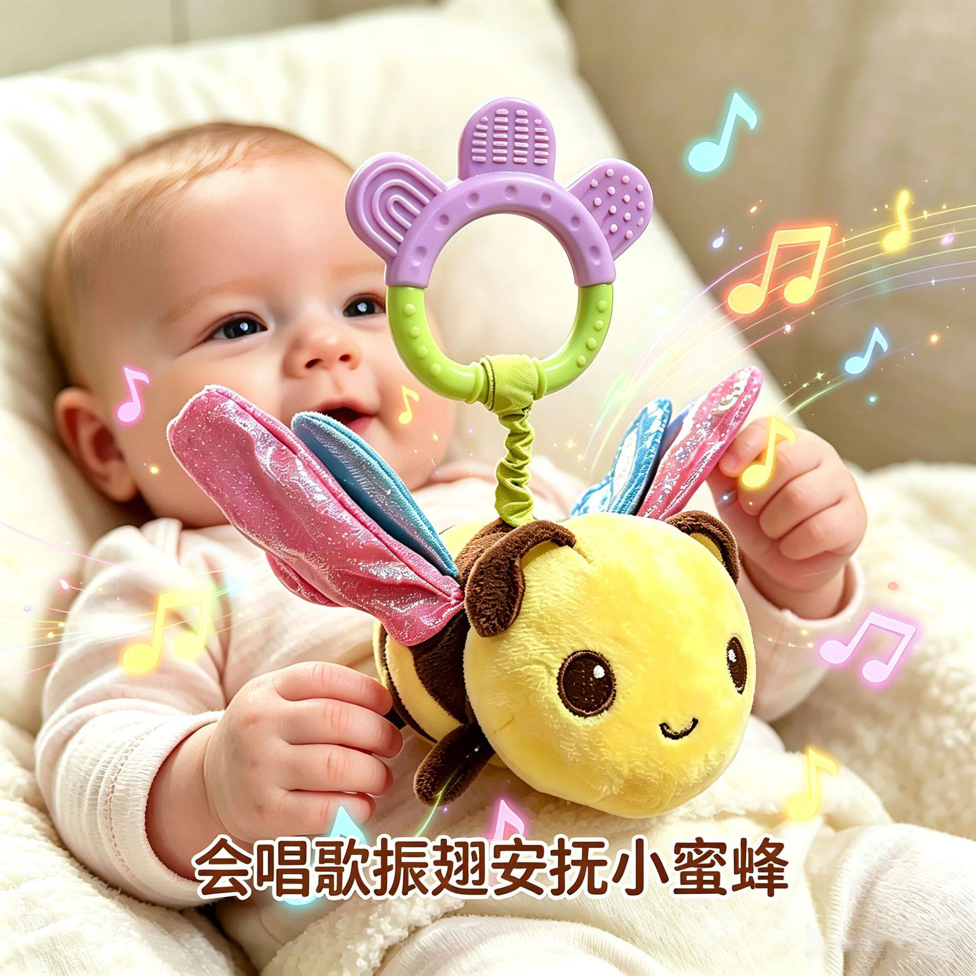 蝴蝶振翅音乐婴儿安抚玩偶挂件