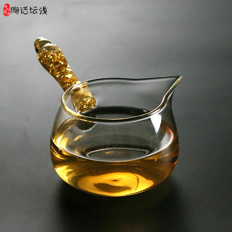 加厚玻璃金箔公道杯耐热家用公杯大号茶漏茶海分茶器套装茶具配件|msdalam kategori pinggan mangkuk, set teh, cawan Fair - dari Buy2taobao.com untuk memberikan perkhidmatan ejen Taobao profesional membeli