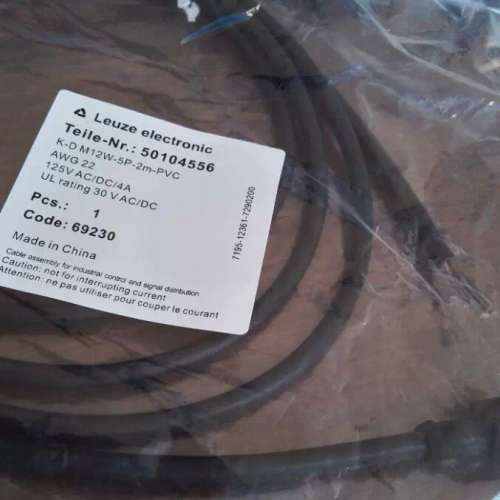 德国劳易测LEUZE原装电缆线12mm5芯K-D M12A-5P-2M-PVC