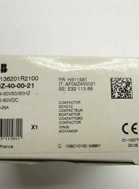 全新原装ABB接触器 AF09Z-40-00-21 直流交流线圈24-60VAC/DC
