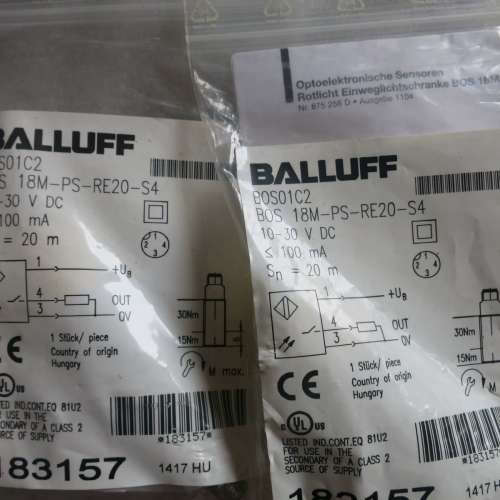 全新原装正品巴鲁夫 BOS 18M-PS-RE20-S4 BOS01C2 现货