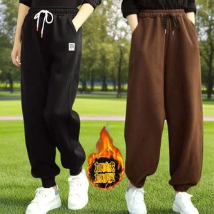 宽松保暖束脚卫裤 加绒加厚运动哈伦裤 大码 百搭休闲长裤 女秋冬新款