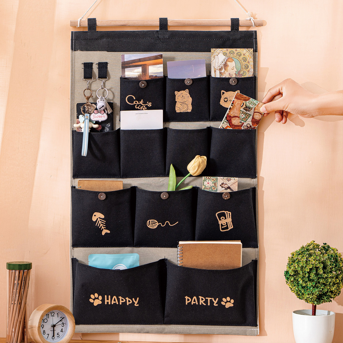 布艺挂手机收纳挂袋壁挂墙挂式宿舍墙上储物袋门后神器悬挂置物袋,收纳整理,收纳挂袋,淘宝优惠券,粉丝福利购,淘宝优惠卷