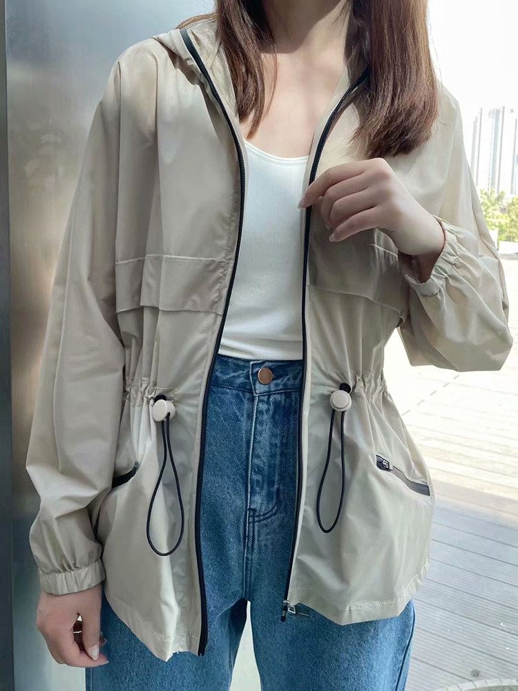 真正的薄如蝉翼2023夏日本女宽松显瘦15D岛国面料连帽外套防晒衣
