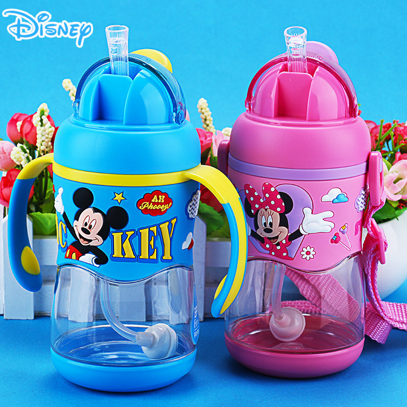 迪士尼宝宝喝水杯子带吸管杯家用1-2岁3防摔小孩水瓶水壶儿童水杯