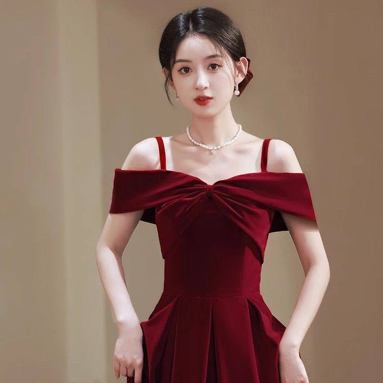 红色敬酒服2025新款新娘小个子订婚连衣裙回门高级感晚礼服女宴会