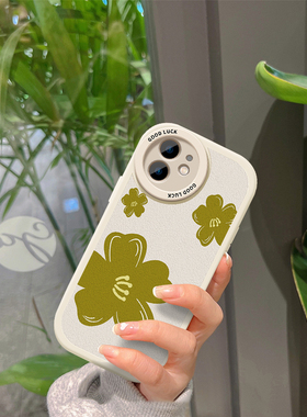 绿色花朵适用oppo手机壳reno9全包8pro创意7se油画6女findx5硅胶realme真我gt10新款neo3防摔a93软4p套2z简约