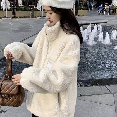 羊羔绒皮毛一体外套女秋冬2025新款宽松休闲冬季加厚仿羊羔毛上衣