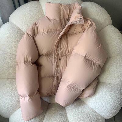 2024年新款冬季95白鸭绒羽绒服女小个子短款黑色面包服外套加厚