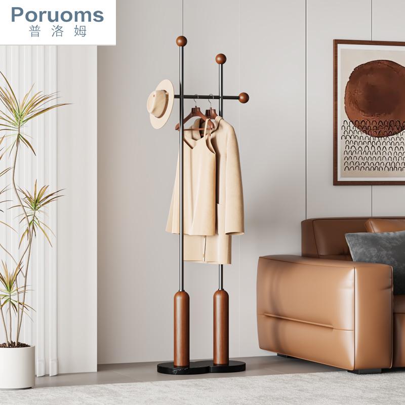 衣架落地卧室家用不锈钢衣帽架客厅双杆简约中古风设计师结实耐用