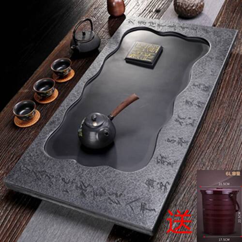 乌金石头茶盘套装全自动一体快煮壶功夫茶具乌石茶海家用茶海托盘