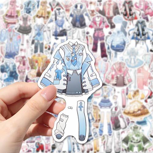 144张少女OC免服贴纸美术生二次元少女服设灵感绘画素材装饰贴