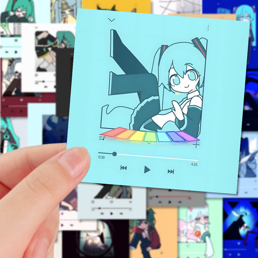 80张miku音乐初音未来周边贴纸二次元虚拟动漫少女手机壳贴画防水