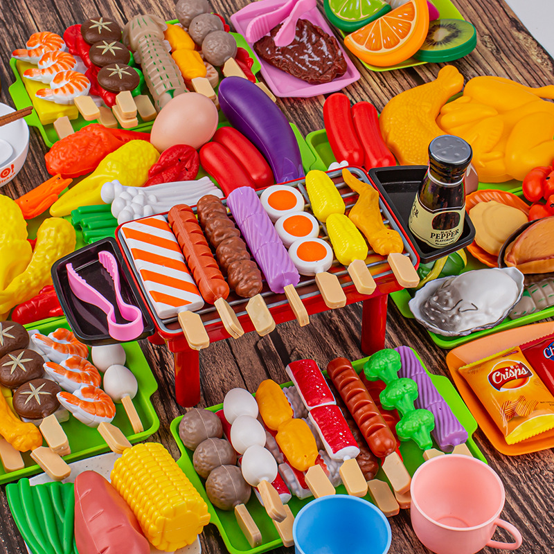 过家家烧烤玩具 儿童BBQ烧烤套装厨房烤肉烤串仿真食物串串香