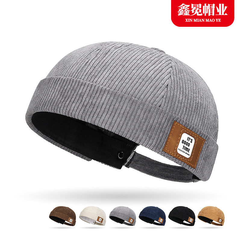 定制LOGO无檐帽子秋冬复古港帽子