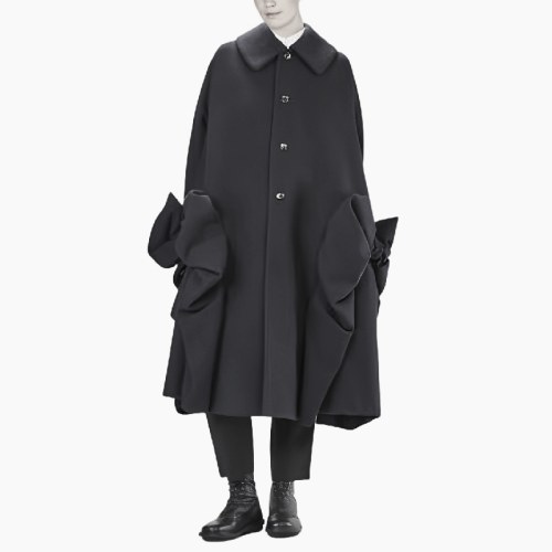 定制2025秋冬暗黑系先锋设计师女装不规则解构羊绒大衣