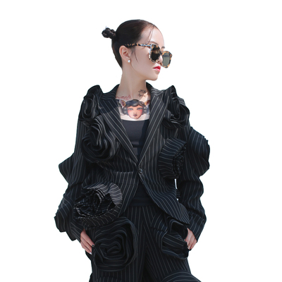 暗黑先锋设计师街头西装手工盘花