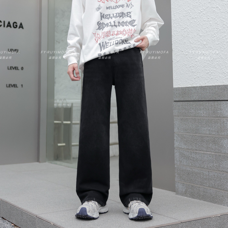 丰翼2025秋季新款青少年牛仔裤时尚休闲宽松直筒裤男生微喇长裤子