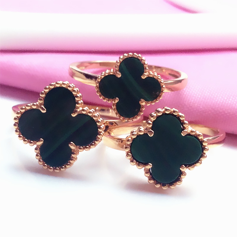 18k玫瑰金彩金四叶草戒指