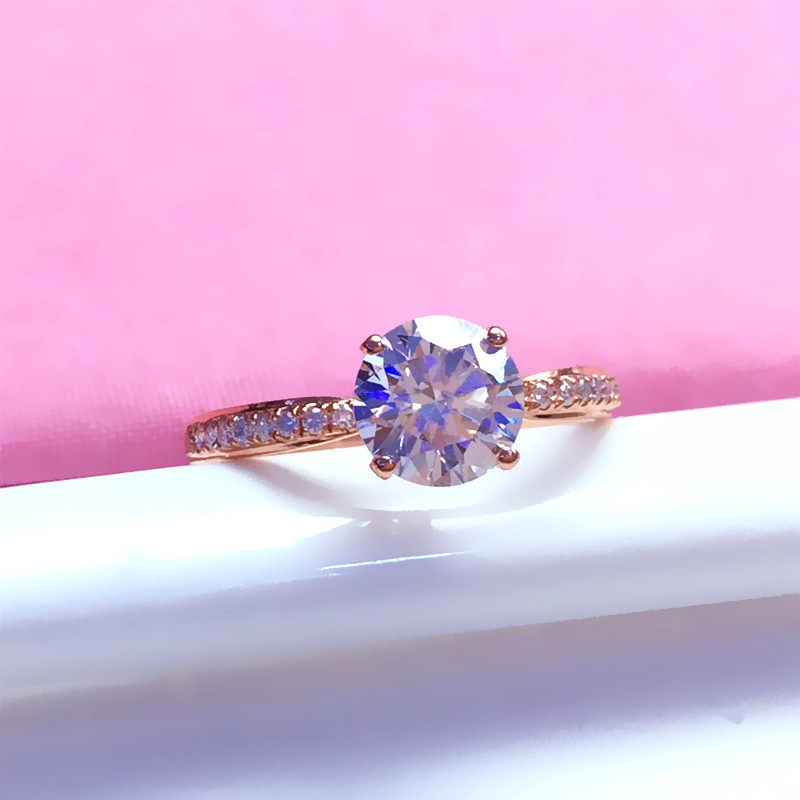 太太珠宝纯俄罗斯585新款女闪亮锆石戒指时尚洋气18k彩金送女朋友