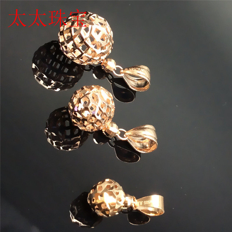 太太珠宝 585紫金吊坠新款圆球时尚14K玫瑰金彩金路路通吊坠