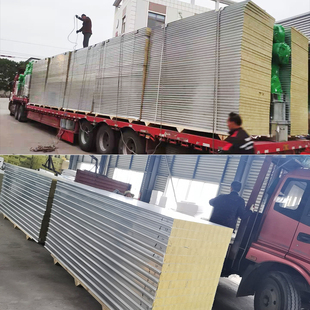 岩棉净化彩钢板不锈钢复合夹心板隔热50mm保温板泡沫板隔断墙吊u.