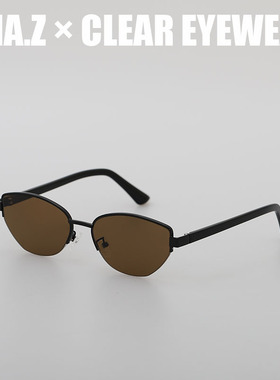 UNA.Z/老钱风半框墨镜轻奢复古茶色方圆脸显瘦时髦穿搭防晒太阳镜