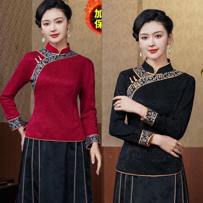 中式旗袍上衣秋冬新款加绒
