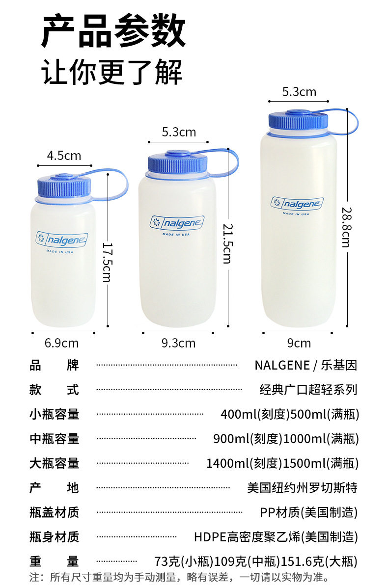 美国原装进口户外健身运动水壶水杯 便携防漏大容量杯子1000ml