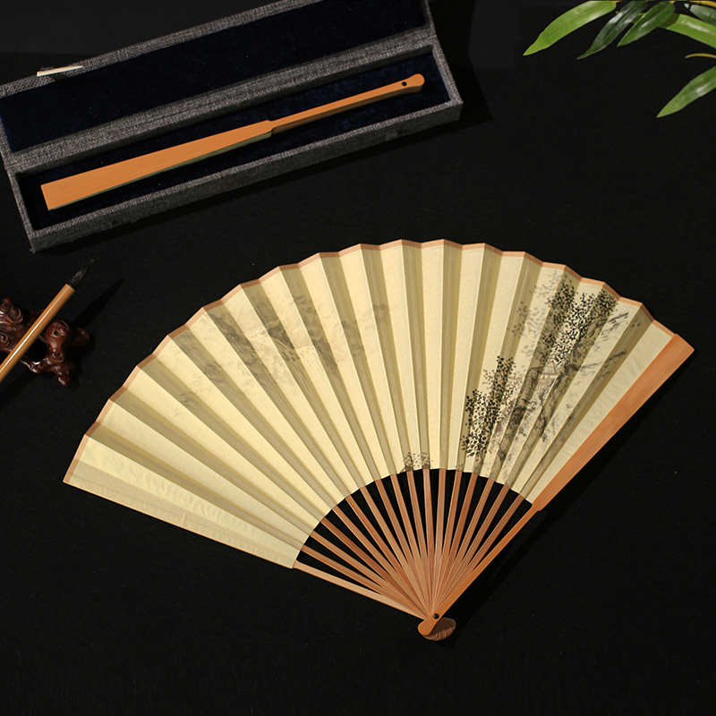 吉善95扇子明清文玩手工玉竹手绘