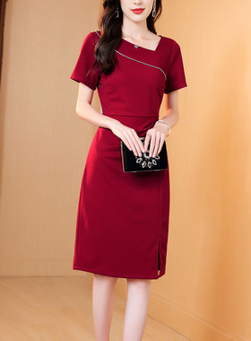 名媛裙子晚小礼服2026新款女装高级感气质设计感小众红色连衣裙夏