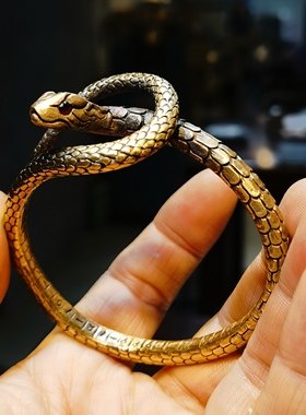 黄金来料加工魔蛇手镯全手工锻造錾刻工艺纯金蛇形手镯定制款