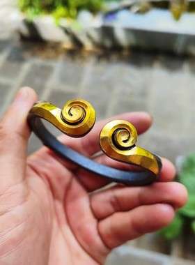 大圣原创金箍手镯纯银镶金款