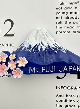 日本东京富士山树脂彩绘旅游纪念品冰箱贴居家装饰伴手礼磁吸文创