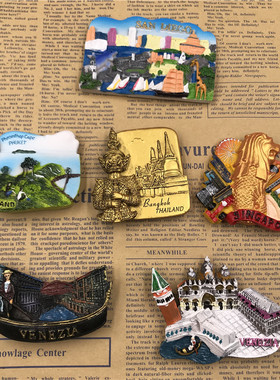 泰国普吉岛树脂冰箱贴新加坡鱼尾狮旅游纪念refrigerator magnet