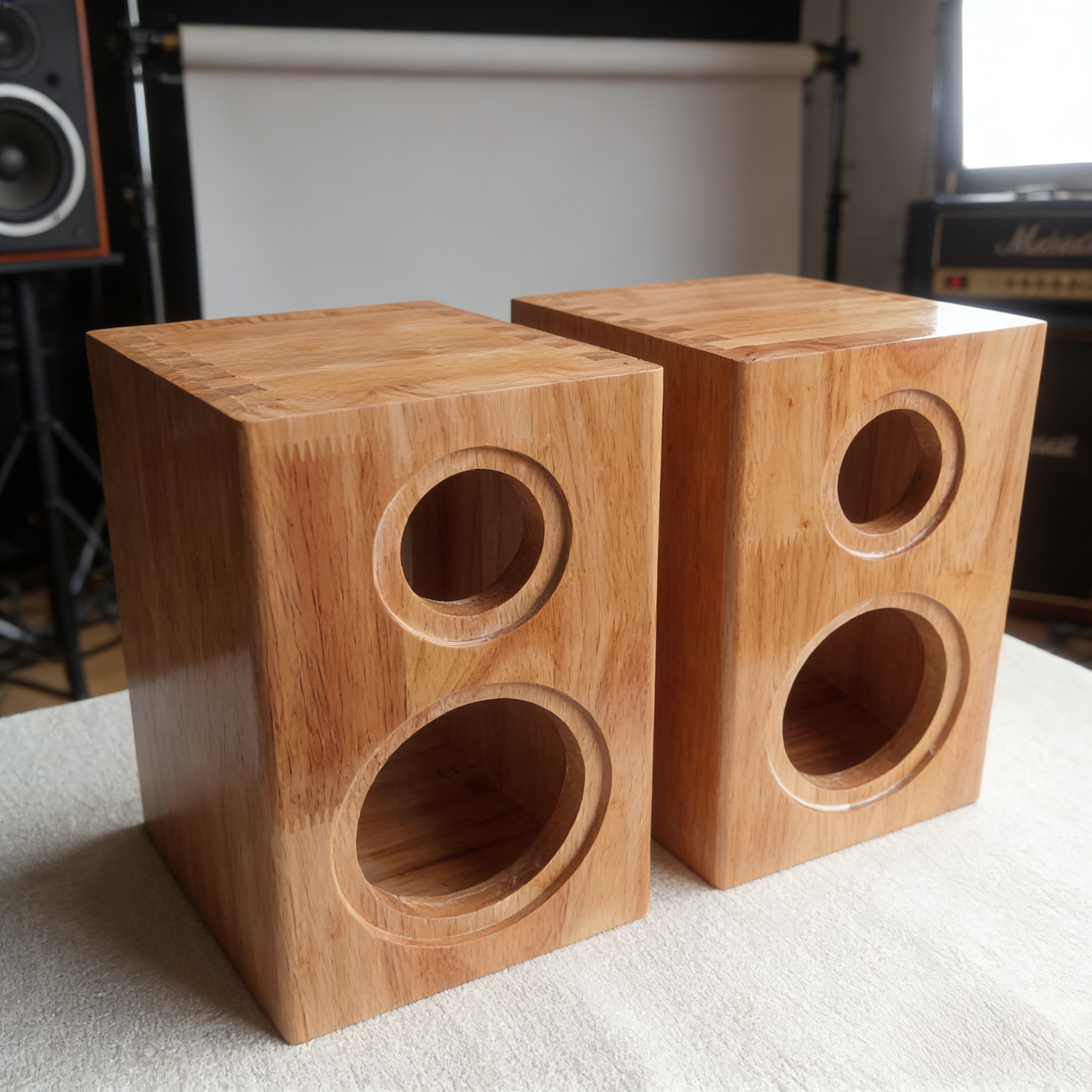 实木之音定做实木全频同轴书架音箱4寸5寸6.5寸HiFi木蜡油双分频