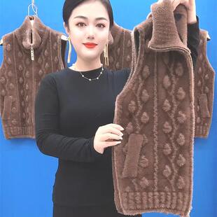 中老年女士马甲冬款加厚开衫外套叠穿毛衣背心女款小个子保暖上衣