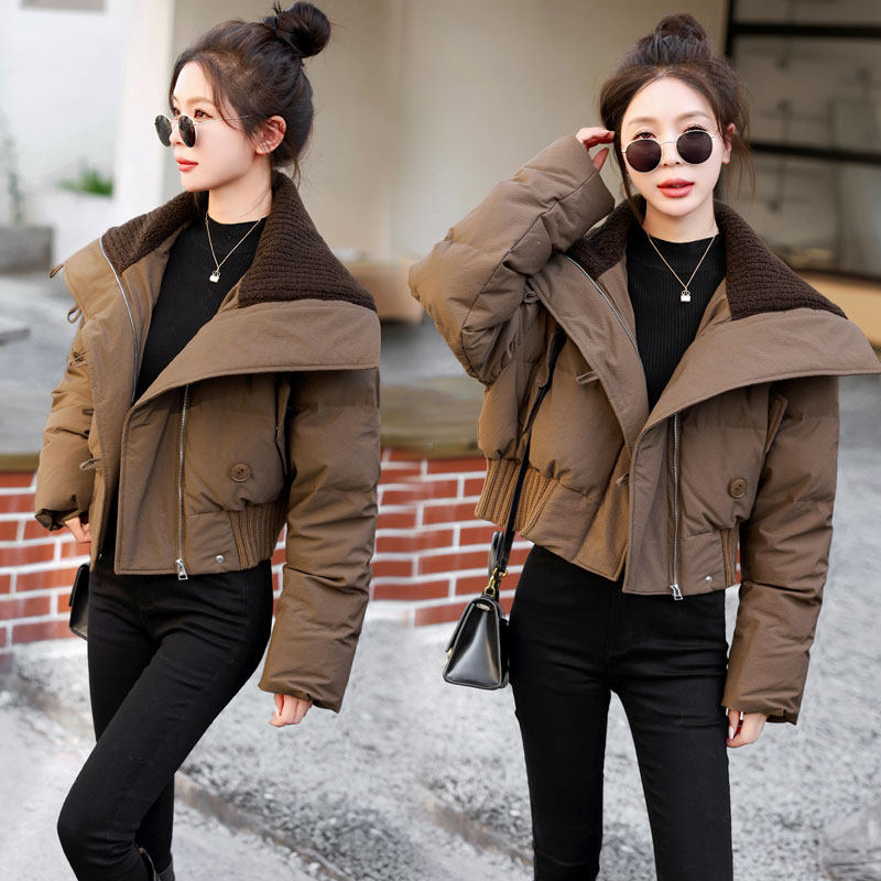 小个子翻领短款羽绒棉服女款冬季高级感超好看加厚面包服棉衣外套