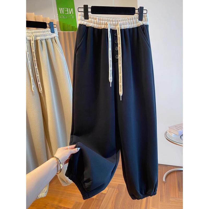 特大码300斤春秋薄款束脚运动裤2026跨境新款美式小骄脚休闲裤女