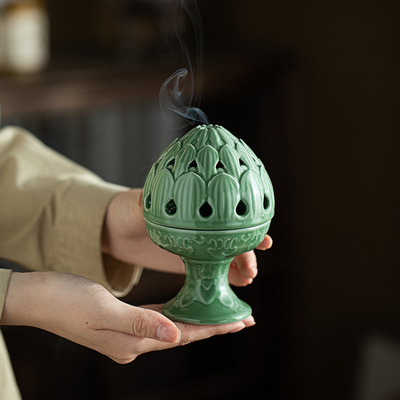 天下茗庄陶瓷鼎式香炉创意摆件