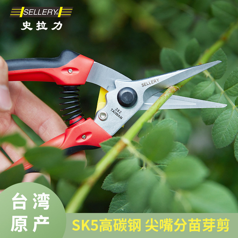 进口尖嘴史拉力分苗果树修枝剪刀图片