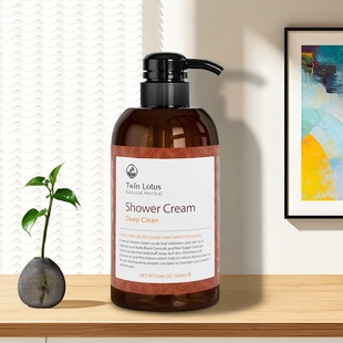 Twin Lotus双莲植物弹性紧致沐浴露500ml红蔗植物颗粒冲洗舒爽净