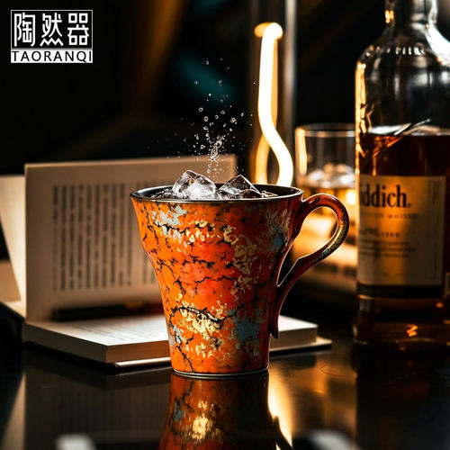 【敦煌洛神】轻奢风釉下彩马克杯景德镇设计高级感可乐杯水杯茶杯